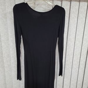 Black Long-sleeved double-slit bodycon maxi dress